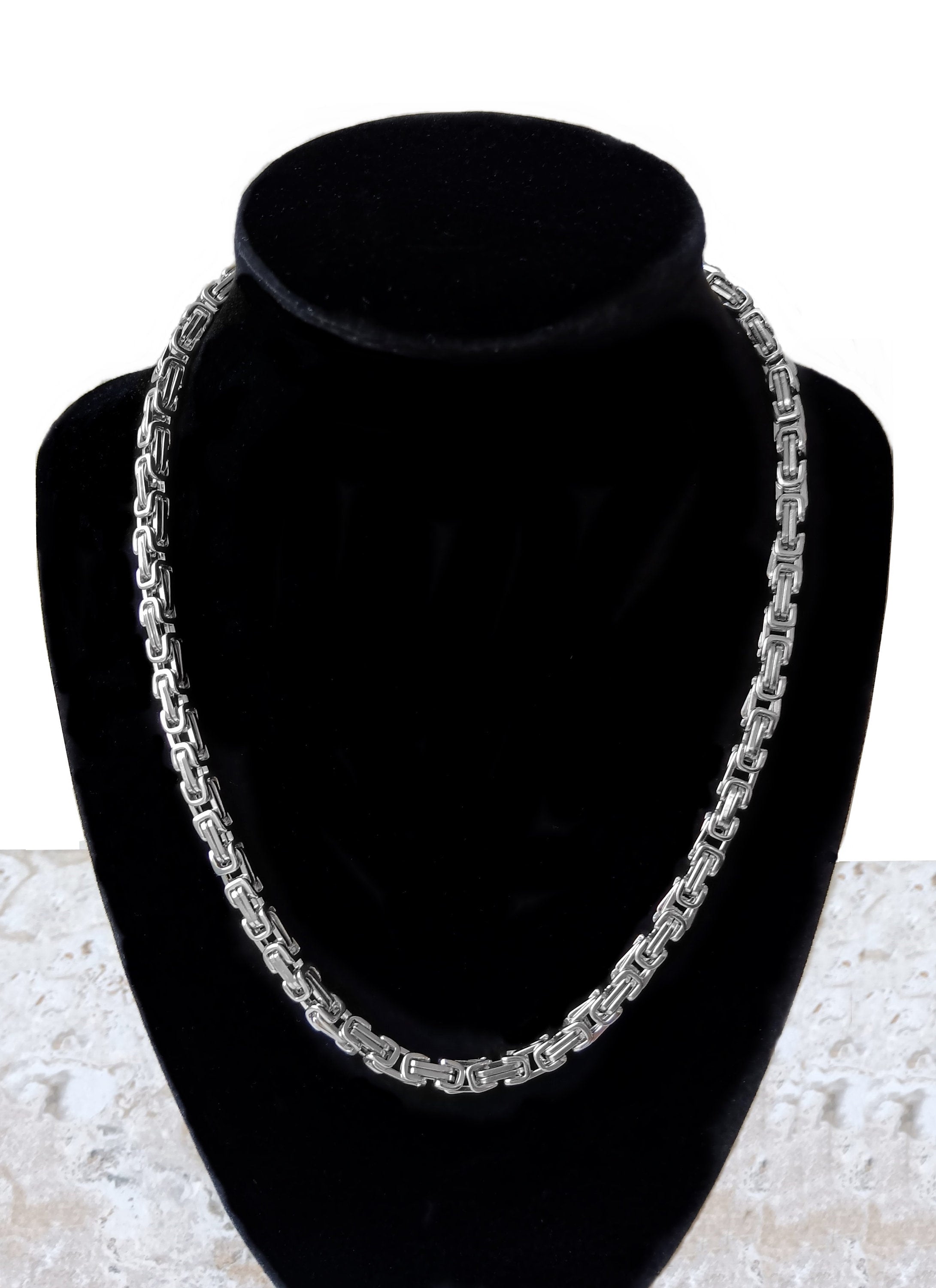 4mm Byzantine Silver Shiny Color Stainless Steel Necklace Bracelet Chain Unisex Customisable Size Unique Jewelry Tarnish Resistant Strong